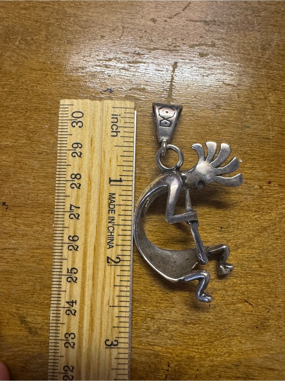 Sterling Silver Kokopelli Pendant - Silver Tribal Musician Charm